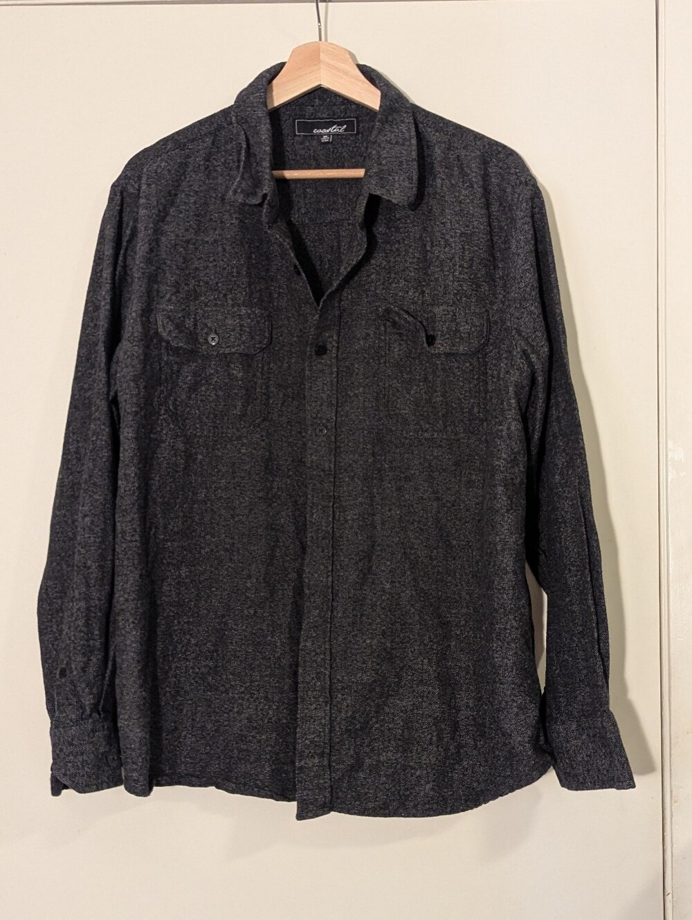 Men's Charcoal Casual Button-Down Shirt, XL